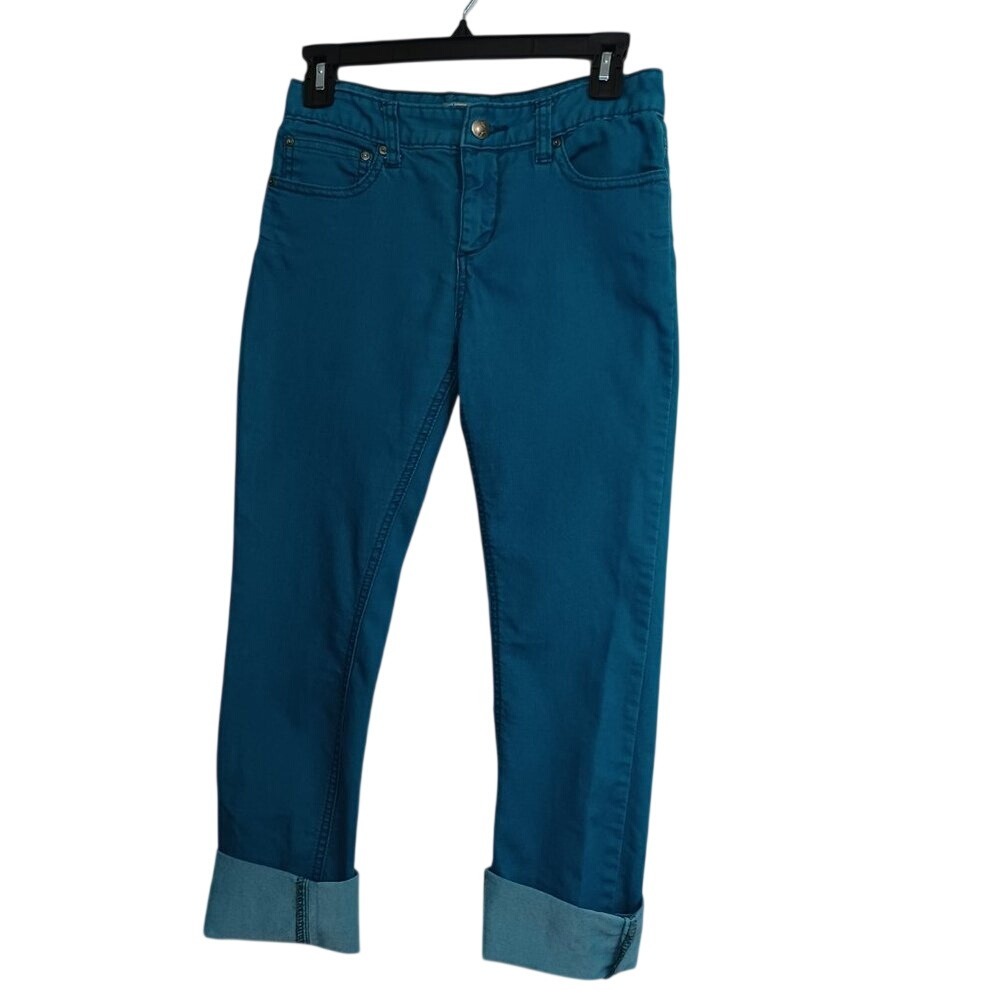 Free People Teal Blue Skinny Jeans Size 25 Slim Fit Stretch Denim Pants‎